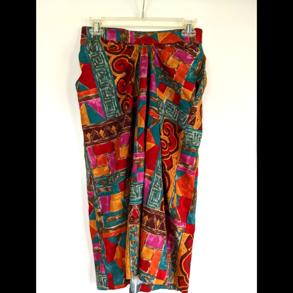 Vintage 90s Mid Length Graphic Pattern Skirt